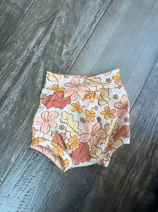 6-9 month leafy floral bummies