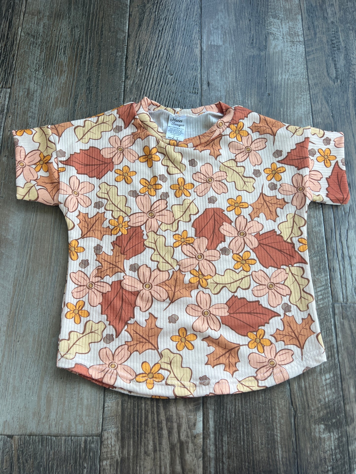 2t leafy floral dolman short sleeve top shirt