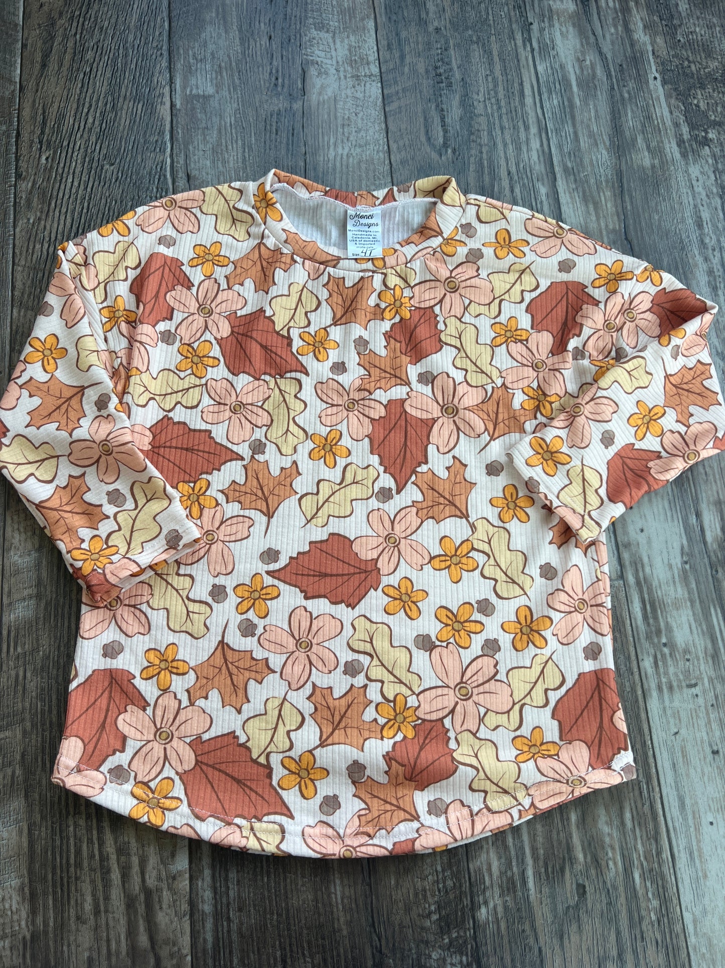 4t leafy floral dolman top shirt