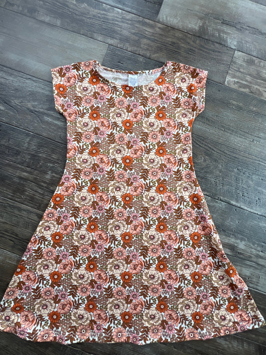 Size 10 girls floral neutral dress short sleeve