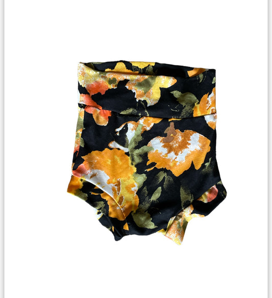 3t black and orange floral high waisted bummies